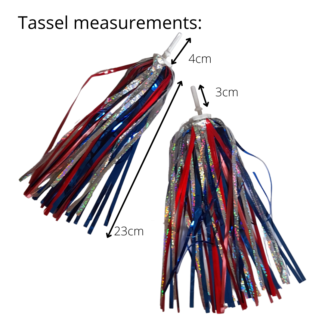 Streamers Measurements Silver/Blue/Red