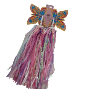 Sparkling purple and pink bike streamers on white background
